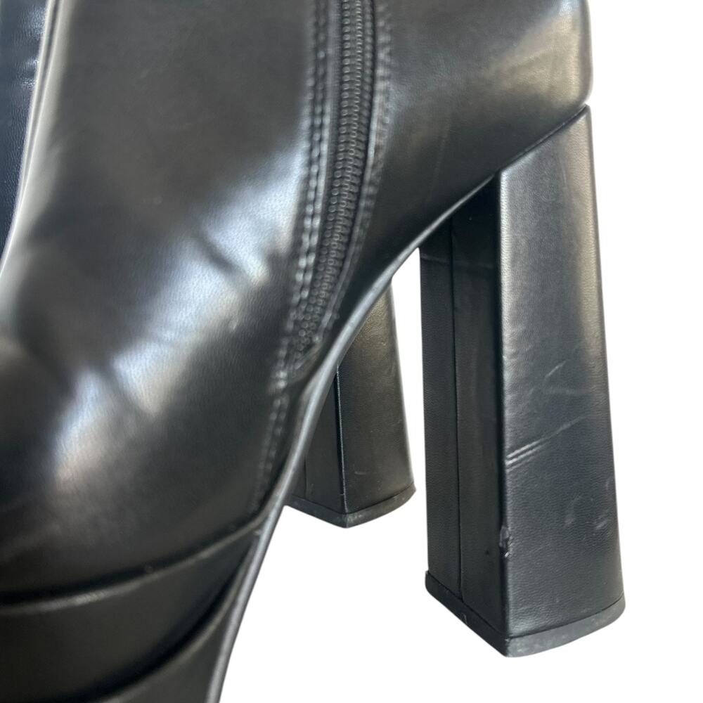 Black Platform Ankle Boots Size 38 Chunky Block Heel Y2K Goth - Picture 6 of 10